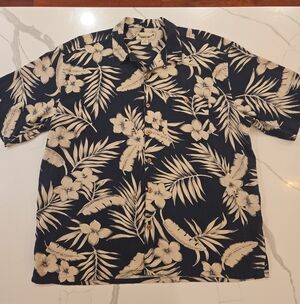 Paradise Cove Silk Hawaiian Tropical Floral Short Sleeve Button Down Shirt XXL